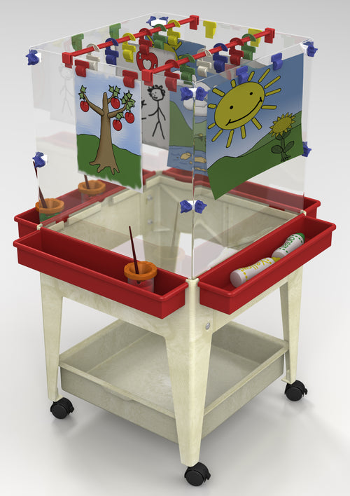 Children's 4-Station Space-Saving Easel in Sandstone