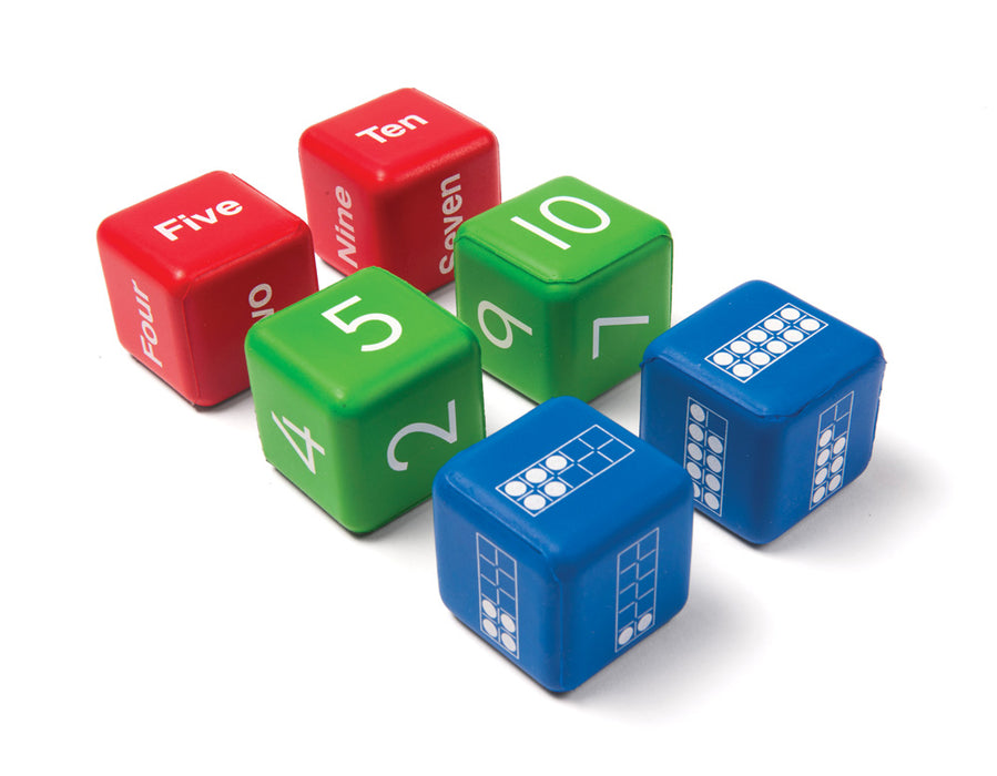 Ten Frame And Number Dice - Set Of 6