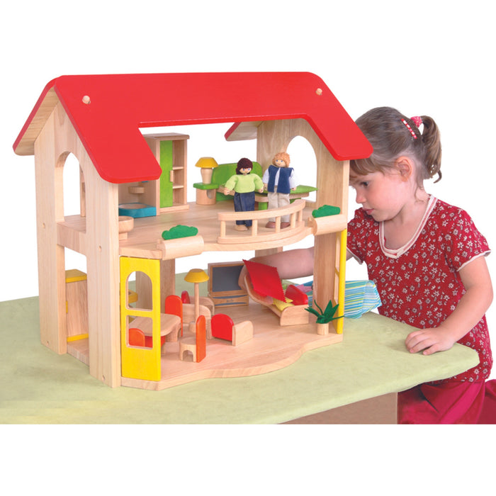 Wooden Dolls House And Furniture